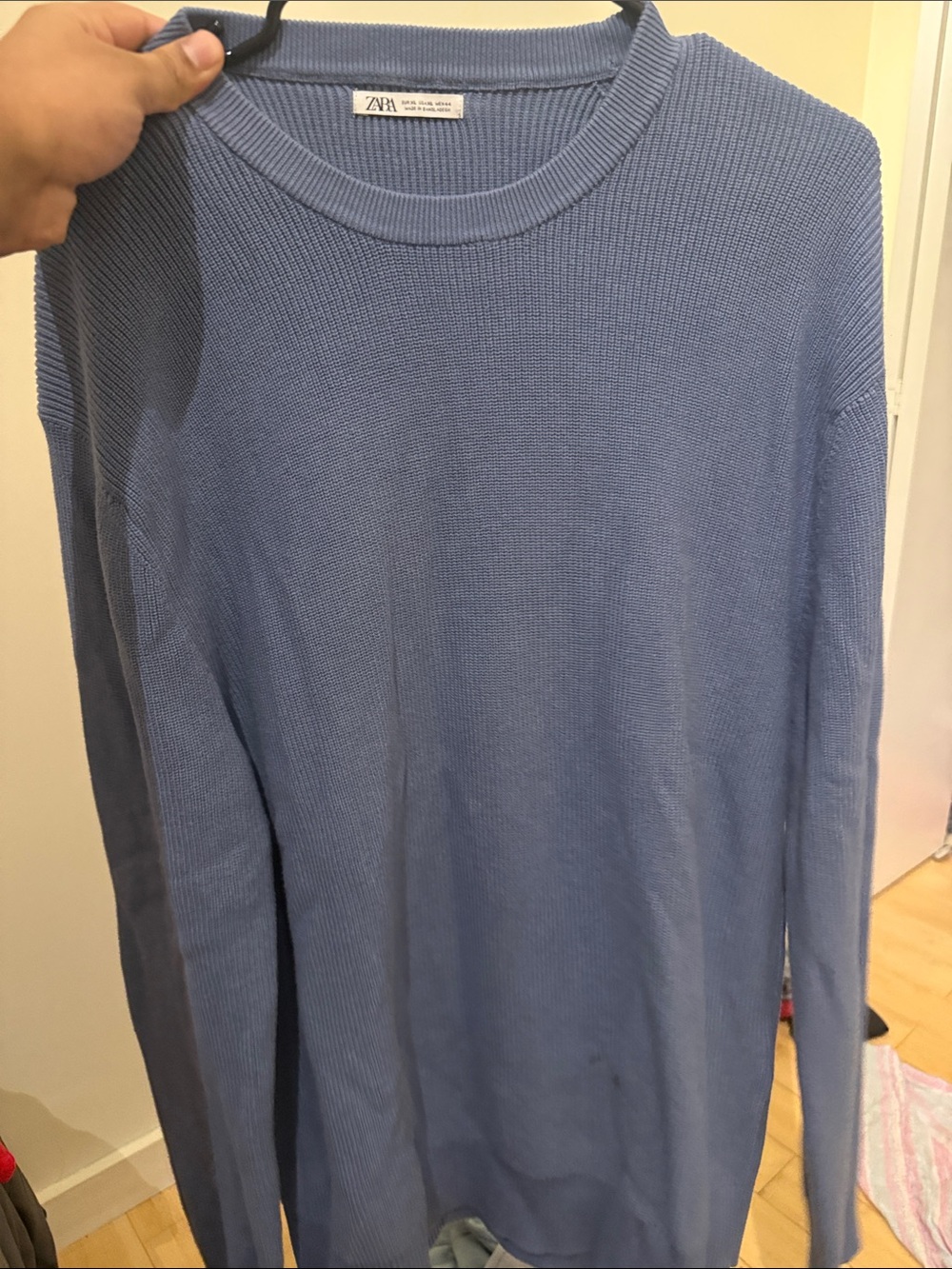 Zara Men Light Blue Knit Crewneck Sweater